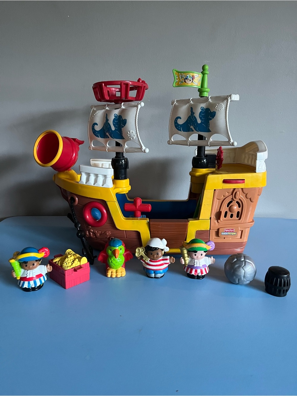 Fisher-Price Little People Pirate Ship Playset - Yellow, Brown & Red Accents